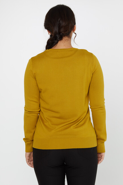 Women's Knitwear Embroidered Leaf Detail Mustard - 31276 | KAZEE - Thumbnail