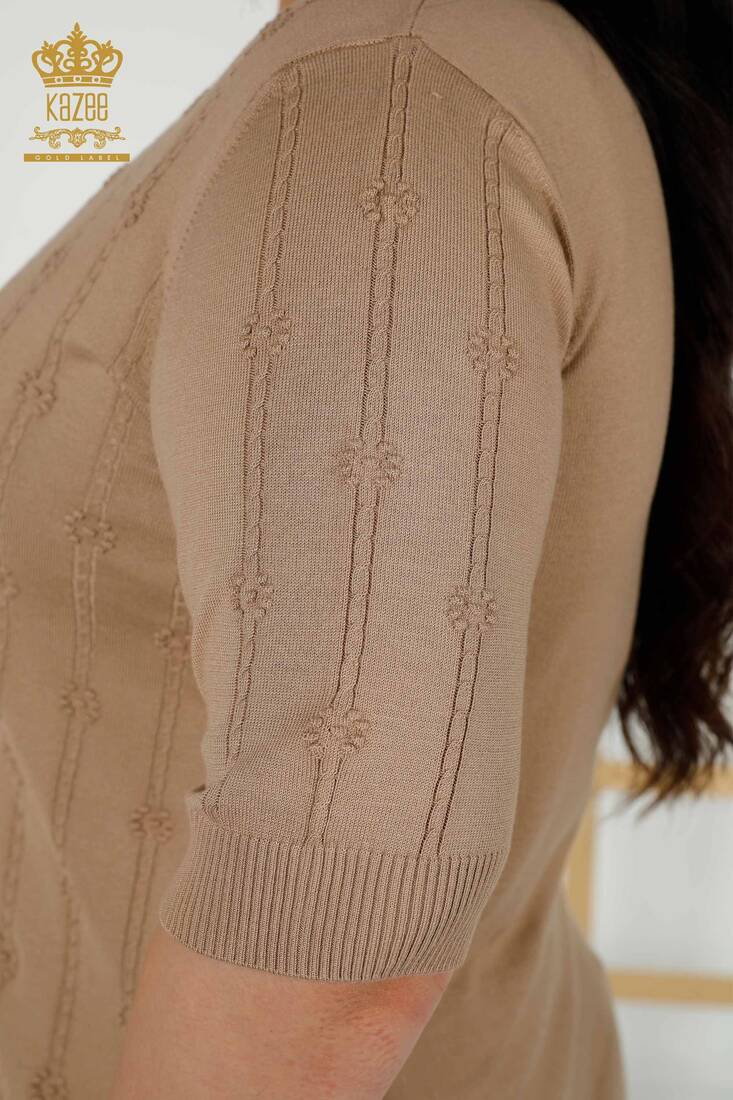 Women's Knitwear Embroidered Beige - 30129 | KAZEE