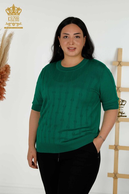 Women's Knitwear Embroidered Green - 30129 | KAZEE - Thumbnail