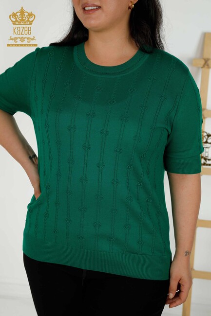 Women's Knitwear Embroidered Green - 30129 | KAZEE - Thumbnail