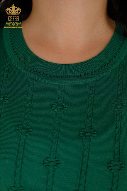 Women's Knitwear Embroidered Green - 30129 | KAZEE - Thumbnail