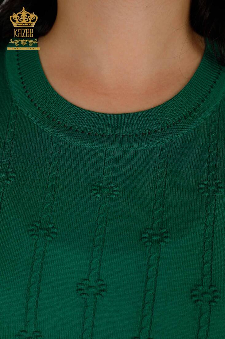 Women's Knitwear Embroidered Green - 30129 | KAZEE