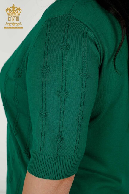 Women's Knitwear Embroidered Green - 30129 | KAZEE - Thumbnail