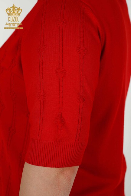 Women's Knitwear Embroidered Red - 30129 | KAZEE - Thumbnail