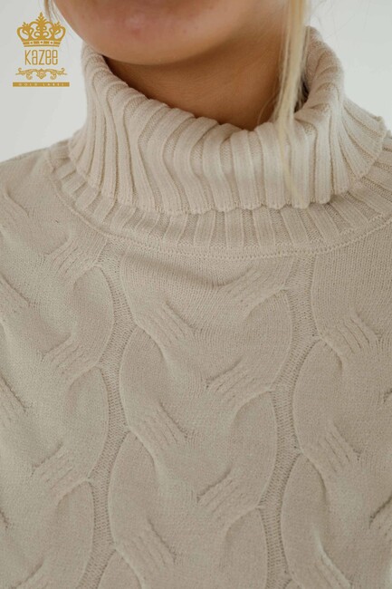 Women's Knitwear Turtleneck Beige - 30231 | KAZEE - Thumbnail