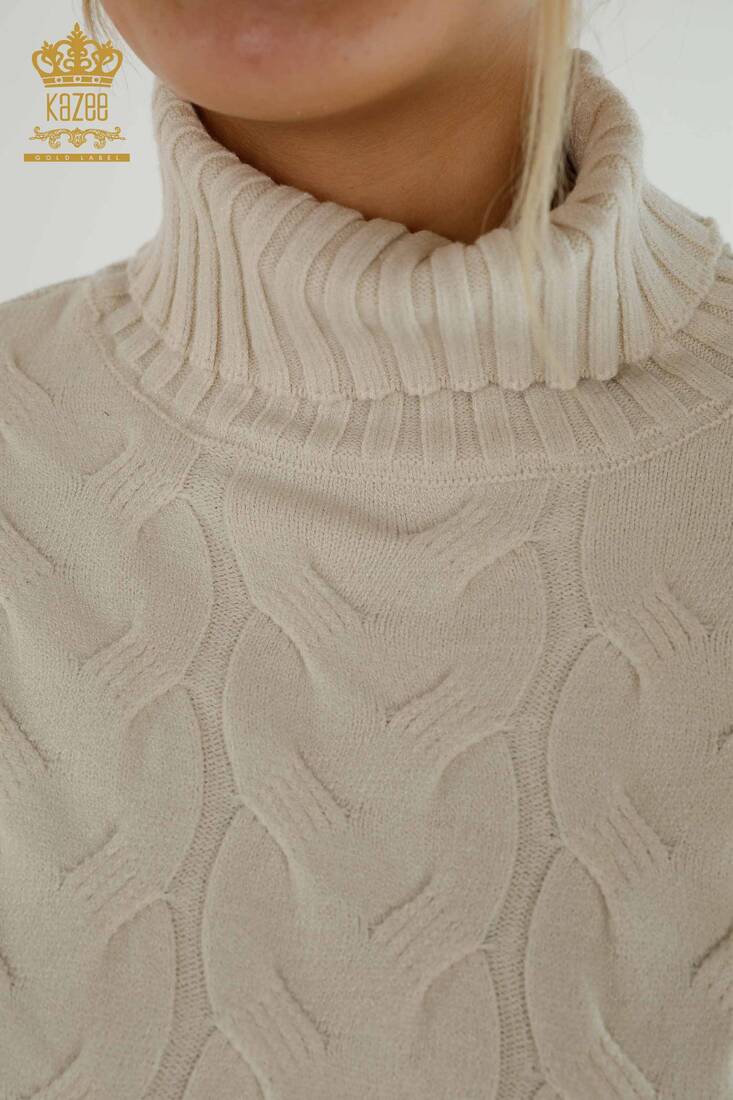 Women's Knitwear Turtleneck Beige - 30231 | KAZEE