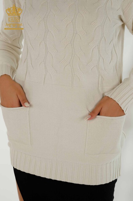 Women's Knitwear Turtleneck Beige - 30231 | KAZEE - Thumbnail