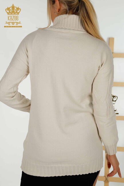 Women's Knitwear Turtleneck Beige - 30231 | KAZEE - Thumbnail