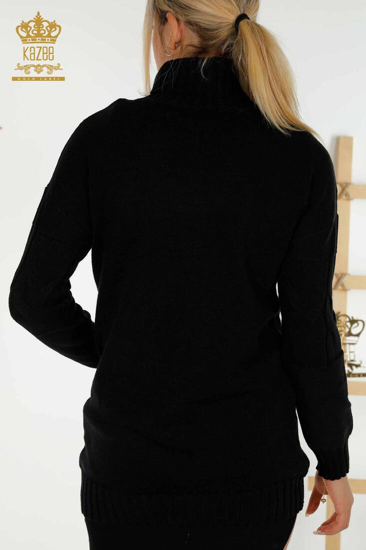 Women's Knitwear Turtleneck Black - 30231 | KAZEE