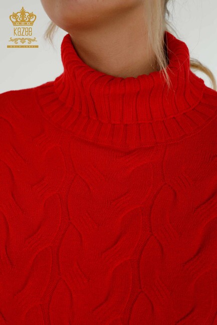 Women's Knitwear Turtleneck Red - 30231 | KAZEE - Thumbnail