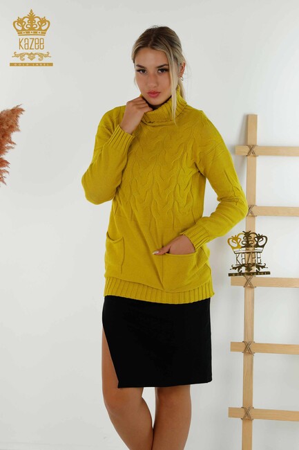 Women's Knitwear Turtleneck Saffron - 30231 | KAZEE - Thumbnail