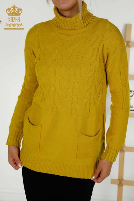 Women's Knitwear Turtleneck Saffron - 30231 | KAZEE - Thumbnail