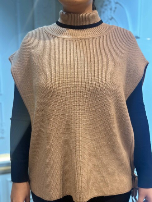 Women's Knitted Turtleneck Sweater Beige - 30229 | KAZEE - Thumbnail