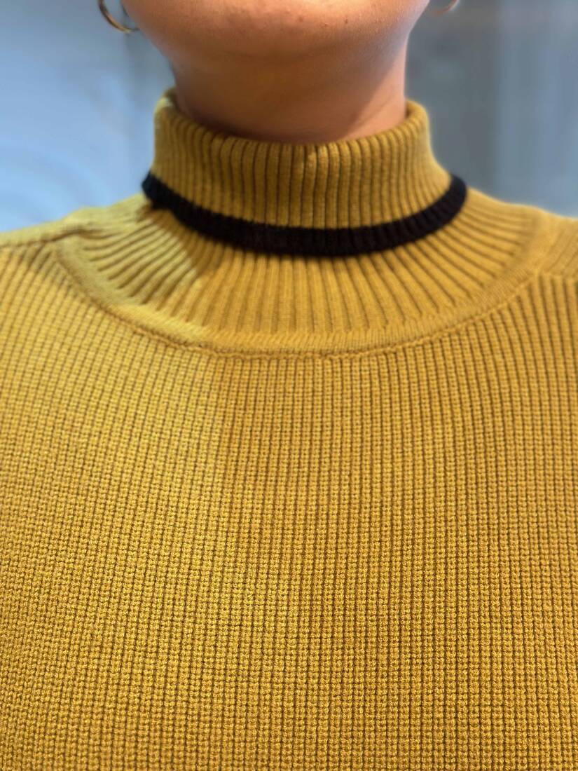 Women's Knitted Turtleneck Sweater Mustard - 30229 | KAZEE