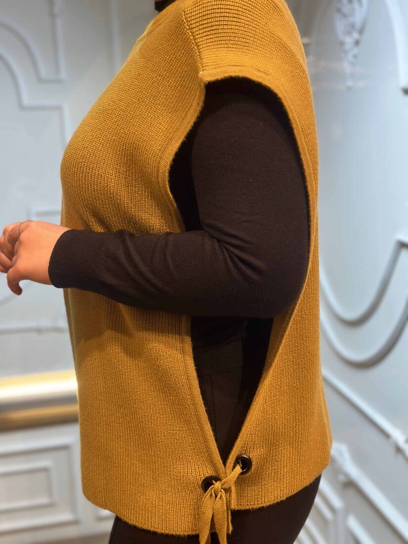 Women's Knitted Turtleneck Sweater Mustard - 30229 | KAZEE