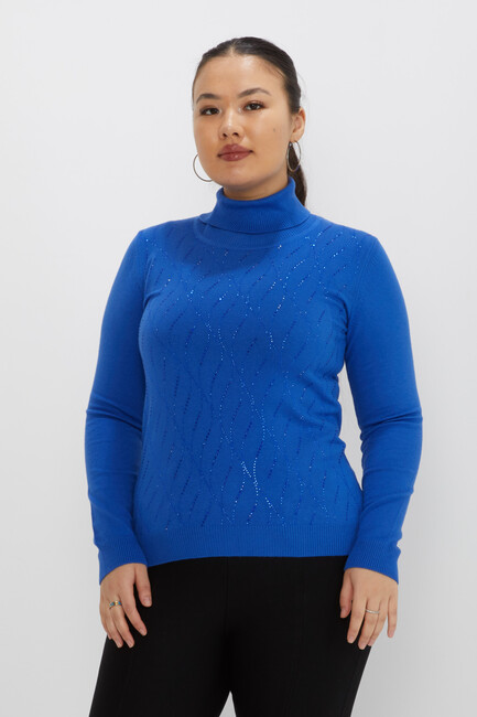 Women's Knitwear Stone Turtleneck Saxe - 31151 | KAZEE - Thumbnail