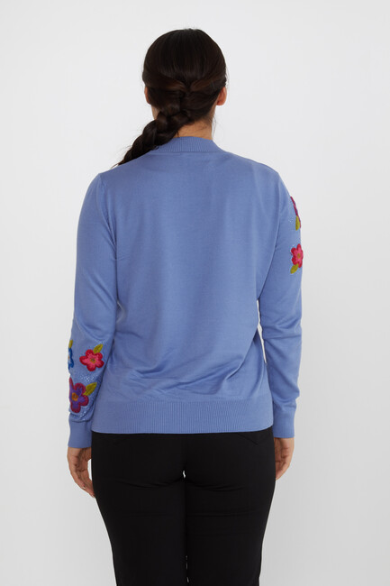 Women's Knitwear Floral Embroidered Stoned Mint - 31684 | KAZEE - Thumbnail