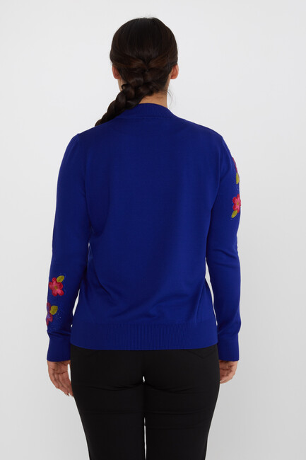 Women's Knitwear Flower Embroidery Stoned Saks - 31684 | KAZEE - Thumbnail