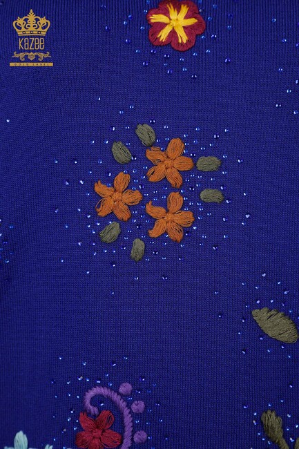 Women's Knitwear Flower Embroidered Saks - 16445 | KAZEE - Thumbnail