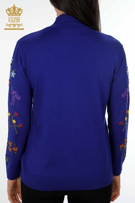 Women's Knitwear Flower Embroidered Saks - 16445 | KAZEE - Thumbnail