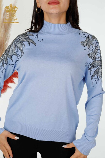 Women's Knitwear Floral Pattern Blue - 16597 | KAZEE - Thumbnail