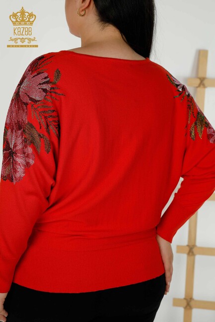 Women's Knitwear Floral Pattern Coral - 16133 | KAZEE - Thumbnail