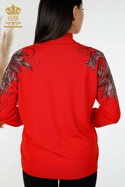 Women's Knitwear Floral Pattern Coral - 16597 | KAZEE - Thumbnail