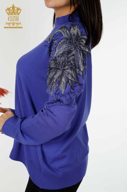 Women's Knitwear Floral Pattern Violet - 16597 | KAZEE - Thumbnail