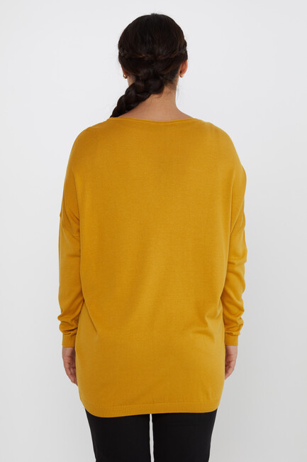 Women's Knitwear Floral Stone Detailed Crew Neck Saffron - 16622 | KAZEE - Thumbnail