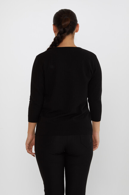 Women's Knitwear Glittery V-Neck Black - 31515 | KAZEE - Thumbnail