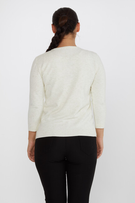 Women's Knitwear Glittery V-Neck Ecru - 31515 | KAZEE - Thumbnail