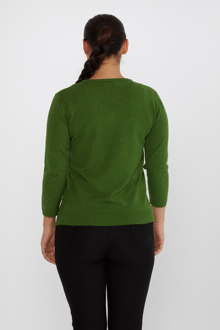 Women's Knitwear Glittery V-Neck Green - 31515 | KAZEE - Thumbnail