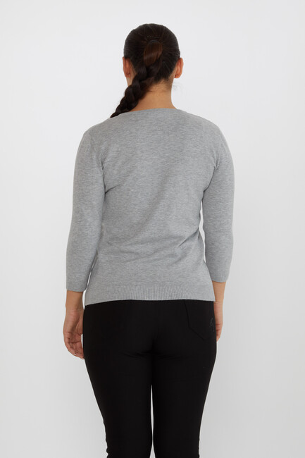 Women's Knitwear Glitter V-Neck Gray - 31515 | KAZEE - Thumbnail