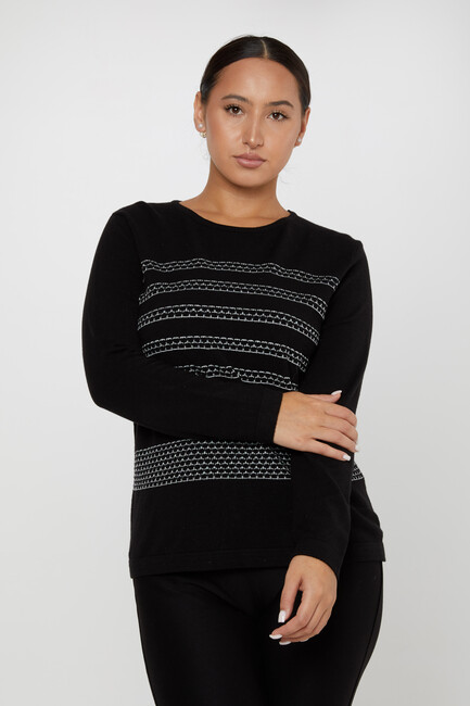 Women's Knitwear Glittery Long Sleeve Black - 31030 | KAZEE - Thumbnail