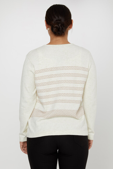 Women's Knitwear Glittery Long Sleeve Ecru - 31030 | KAZEE - Thumbnail