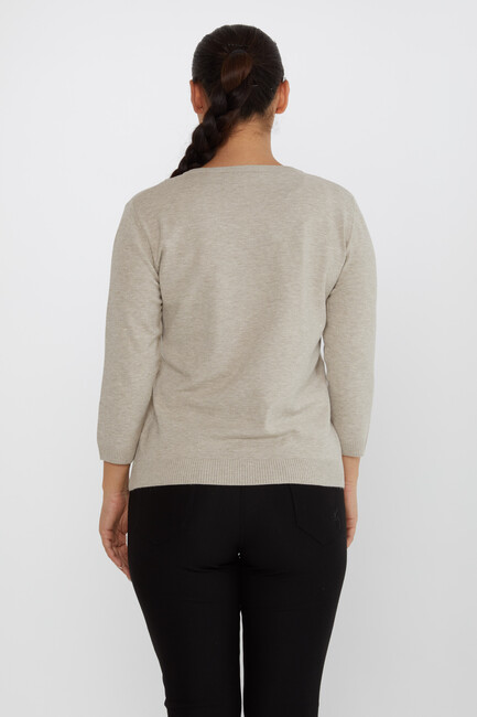 Women's Knitwear Glittery V-Neck Mink - 31515 | KAZEE - Thumbnail