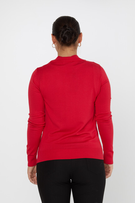 Women's Knitwear Stand Collar Basic Coral - 30613 | KAZEE - Thumbnail