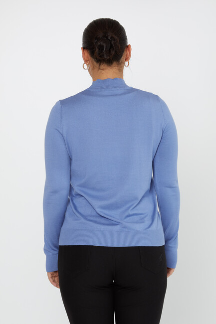 Women's Knitwear Stand Collar Basic Dark Blue - 30613 | KAZEE - Thumbnail