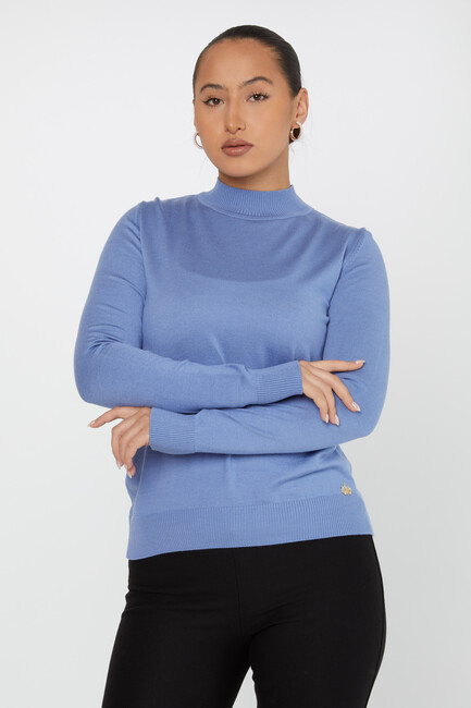 Women's Knitwear Stand Collar Basic Dark Blue - 30613 | KAZEE - Thumbnail