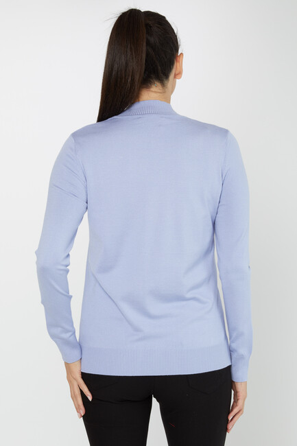 Women's Knitwear Stand Collar Basic Light Blue - 30613 | KAZEE - Thumbnail