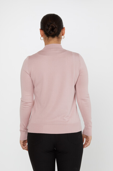 Women's Knitwear Stand Collar Basic Light Pink - 30613 | KAZEE - Thumbnail