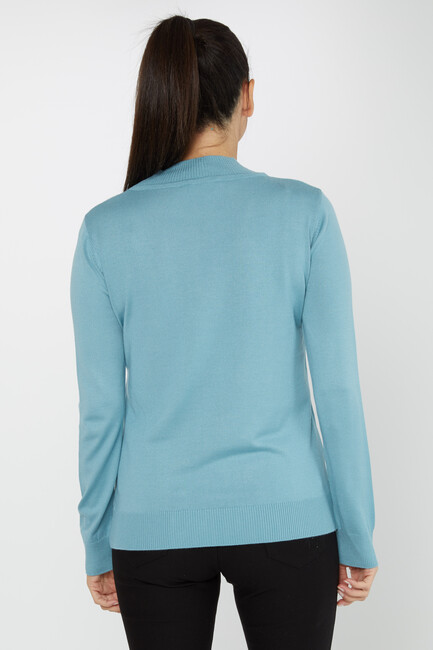 Women's Knitwear Stand Collar Basic Mint - 30613 | KAZEE - Thumbnail