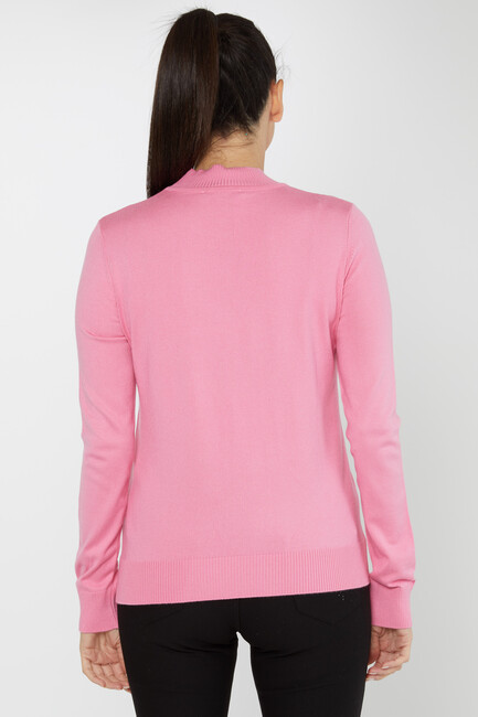 Women's Knitwear Stand Collar Basic Pink - 30613 | KAZEE - Thumbnail