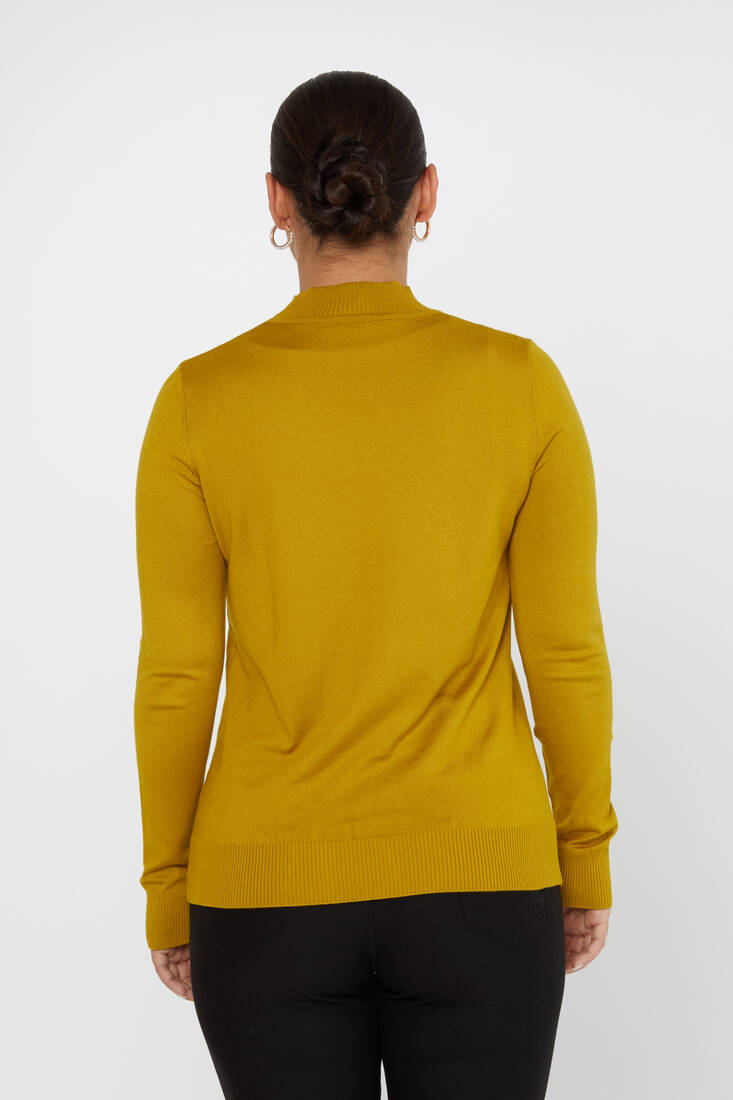 Women's Knitwear Stand Collar Basic Saffron - 30613 | KAZEE