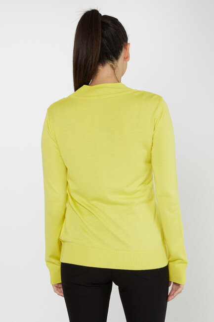 Women's Knitwear Stand Collar Basic Yellow - 30613 | KAZEE - Thumbnail