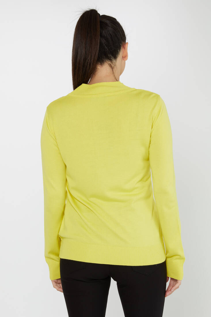 Women's Knitwear Stand Collar Basic Yellow - 30613 | KAZEE