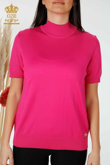 Women's Knitwear Standing Neck Fuchsia - 16168 | KAZEE - Thumbnail