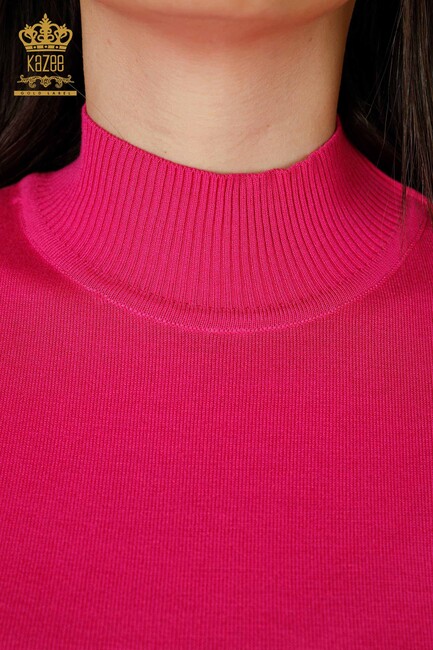 Women's Knitwear Standing Neck Fuchsia - 16168 | KAZEE - Thumbnail