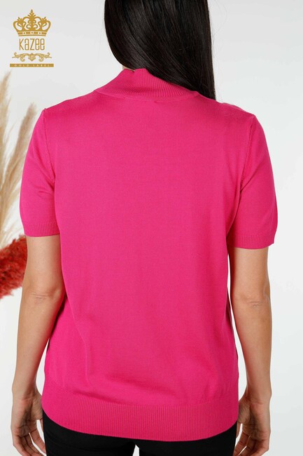 Women's Knitwear Standing Neck Fuchsia - 16168 | KAZEE - Thumbnail