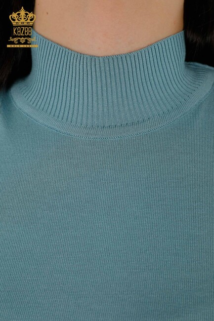 Women's Knitwear Standing Collar Mint - 16168 | KAZEE - Thumbnail